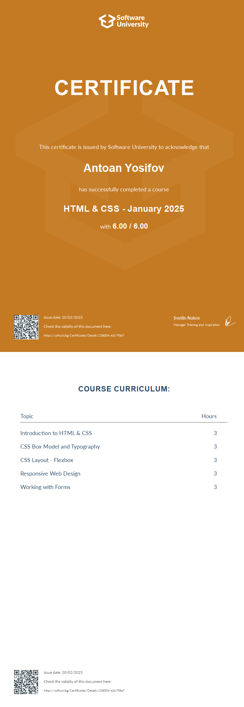 HTML & CSS January 2025